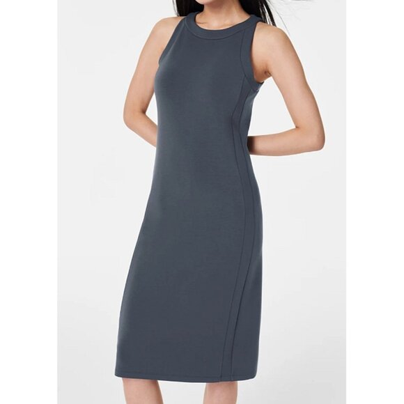 Spanx AirEssentials Tank Midi Dress Dark Storm Blue Sleeveless Soft Traveling S - Picture 8 of 12